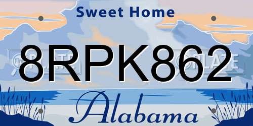 8RPK862 Alabama License Plate