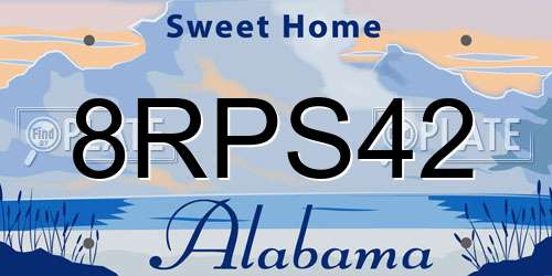 8RPS42 Alabama License Plate