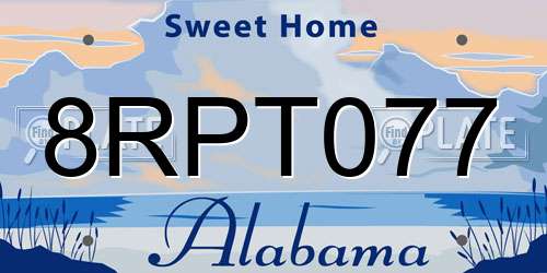 8RPT077 Alabama License Plate