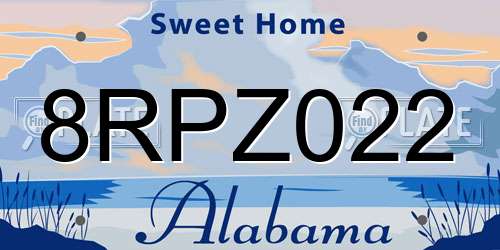 8RPZ022 Alabama License Plate