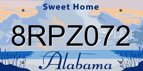 8RPZ072 Alabama License Plate