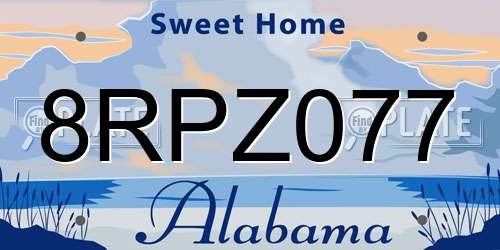 8RPZ077 Alabama License Plate