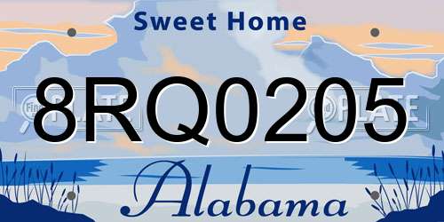 8RQ0205 Alabama License Plate