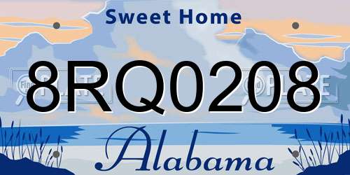 8RQ0208 Alabama License Plate