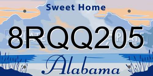 8RQQ205 Alabama License Plate