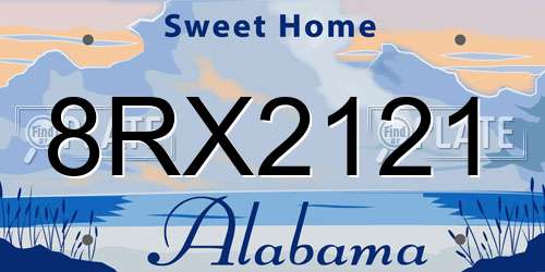 8RX2121 Alabama License Plate