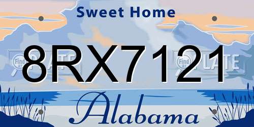 8RX7121 Alabama License Plate