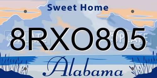 8RXO805 Alabama License Plate