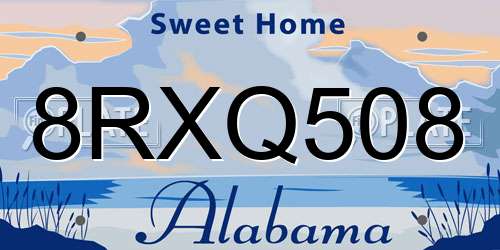 8RXQ508 Alabama License Plate