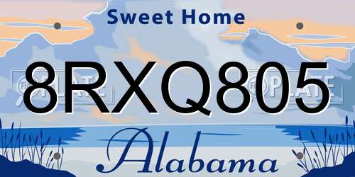 8RXQ805 Alabama License Plate