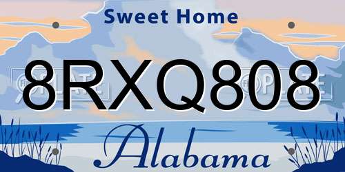 8RXQ808 Alabama License Plate