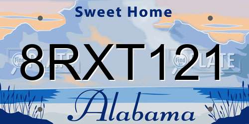 8RXT121 Alabama License Plate