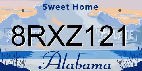 8RXZ121 Alabama License Plate