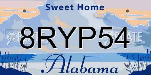 8RYP54 Alabama License Plate
