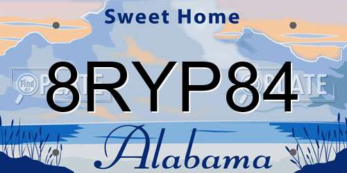 8RYP84 Alabama License Plate