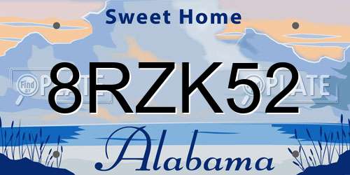 8RZK52 Alabama License Plate