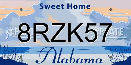8RZK57 Alabama License Plate