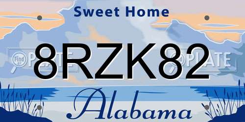 8RZK82 Alabama License Plate