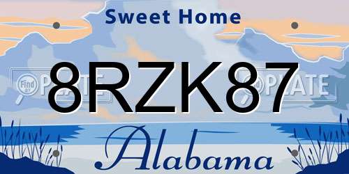 8RZK87 Alabama License Plate
