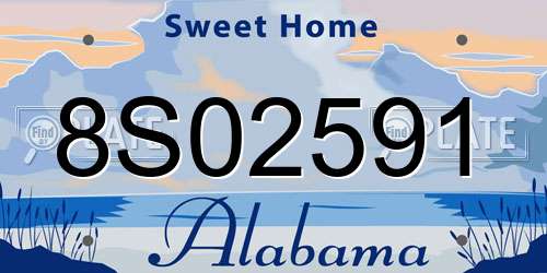 8S02591 Alabama License Plate