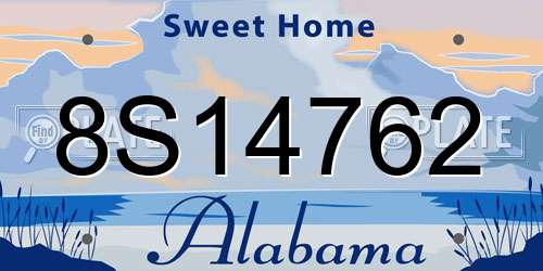 8S14762 Alabama License Plate