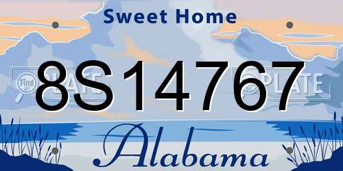 8S14767 Alabama License Plate
