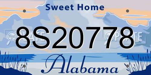 8S20778 Alabama License Plate