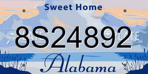 8S24892 Alabama License Plate