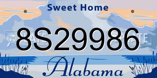 8S29986 Alabama License Plate