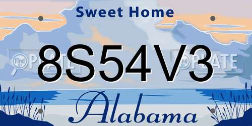8S54V3 Alabama License Plate
