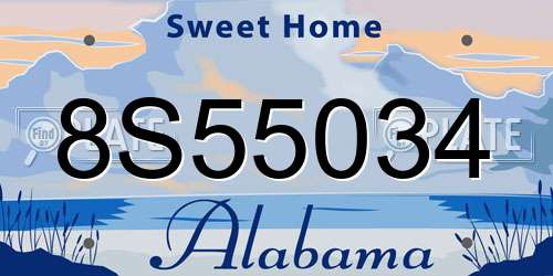 8S55034 Alabama License Plate