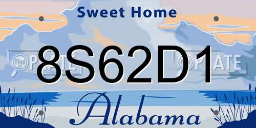 8S62D1 Alabama License Plate