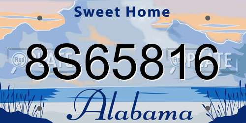 8S65816 Alabama License Plate