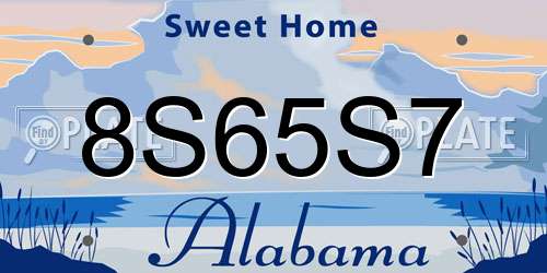 8S65S7 Alabama License Plate