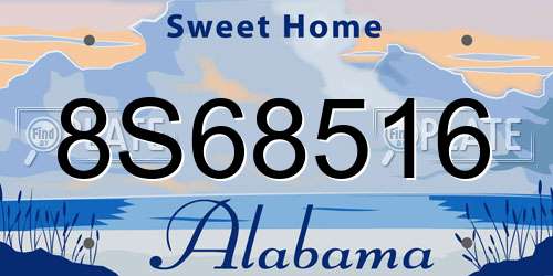 8S68516 Alabama License Plate