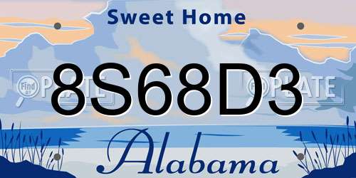 8S68D3 Alabama License Plate