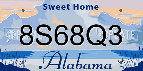 8S68Q3 Alabama License Plate