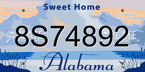 8S74892 Alabama License Plate