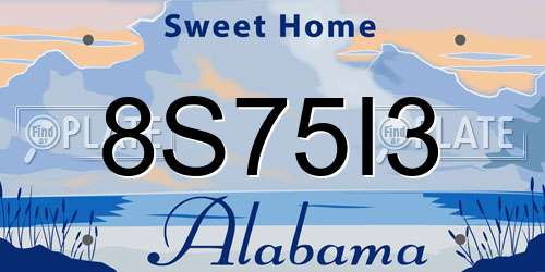 8S75I3 Alabama License Plate