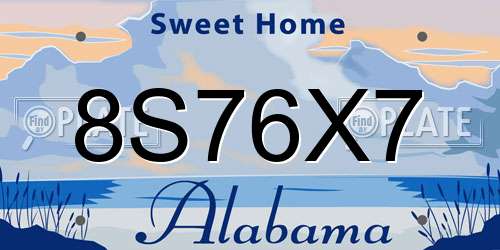 8S76X7 Alabama License Plate