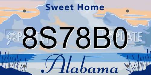 8S78B0 Alabama License Plate
