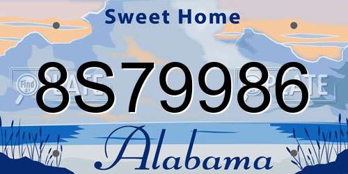 8S79986 Alabama License Plate