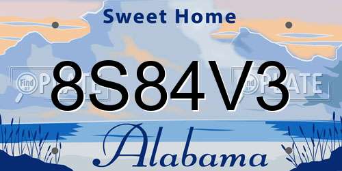 8S84V3 Alabama License Plate