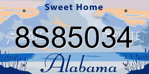 8S85034 Alabama License Plate