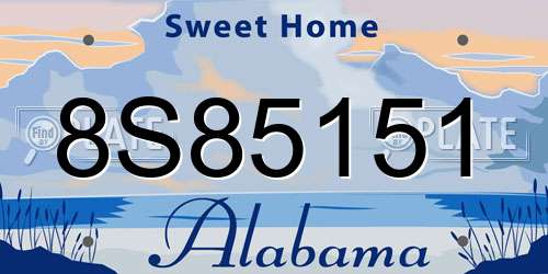 8S85151 Alabama License Plate