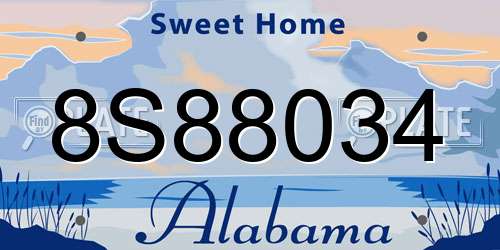 8S88034 Alabama License Plate
