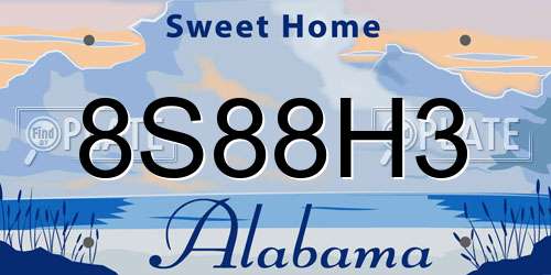 8S88H3 Alabama License Plate