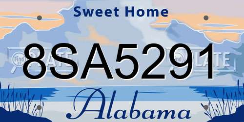 8SA5291 Alabama License Plate