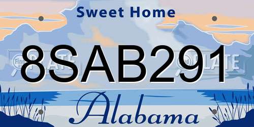 8SAB291 Alabama License Plate