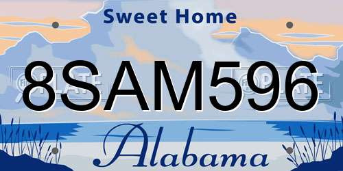 8SAM596 Alabama License Plate